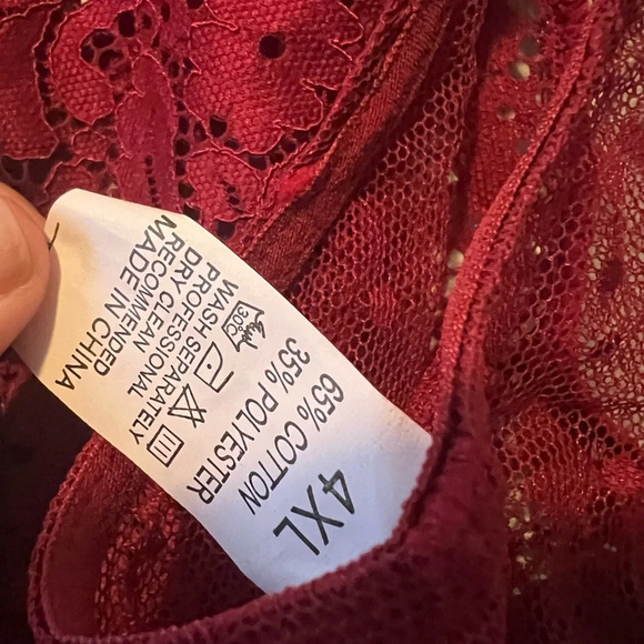 4XL Red Lace Bra & Thong Set - Picture 5 of 9